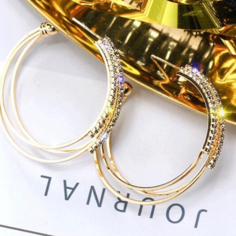 18K yellow gold plated hoop earrings - Picture 7 of 7